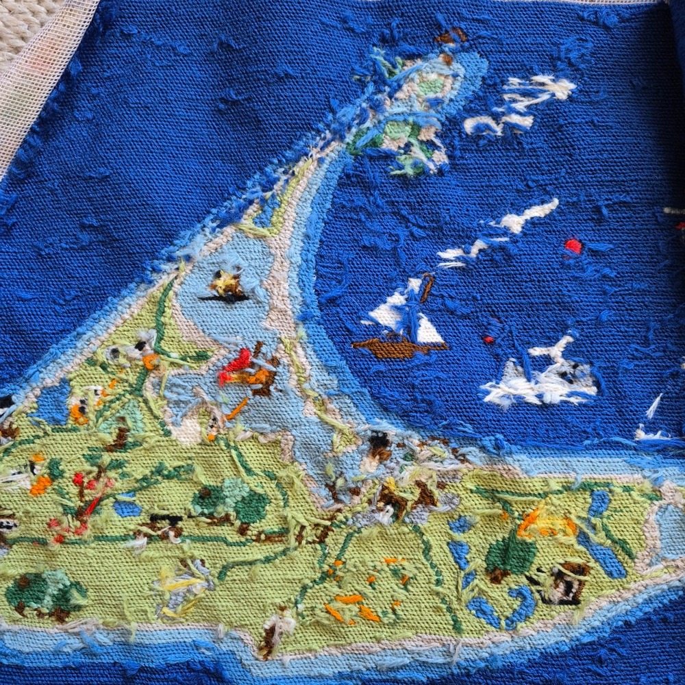 Erica Wilson Marthas Vineyard Map Finished Needlepoint Canvas Coastal Art - Picture 12 of 12
